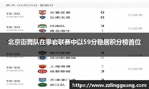 北京街舞队在攀岩联赛中以59分稳居积分榜首位